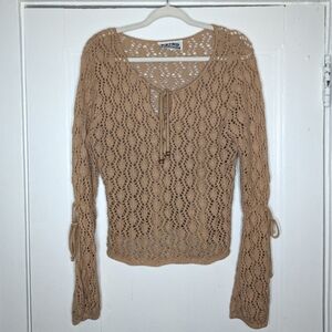 Retro by Renaissance Crochet Long Sleeve Top Woman's Large